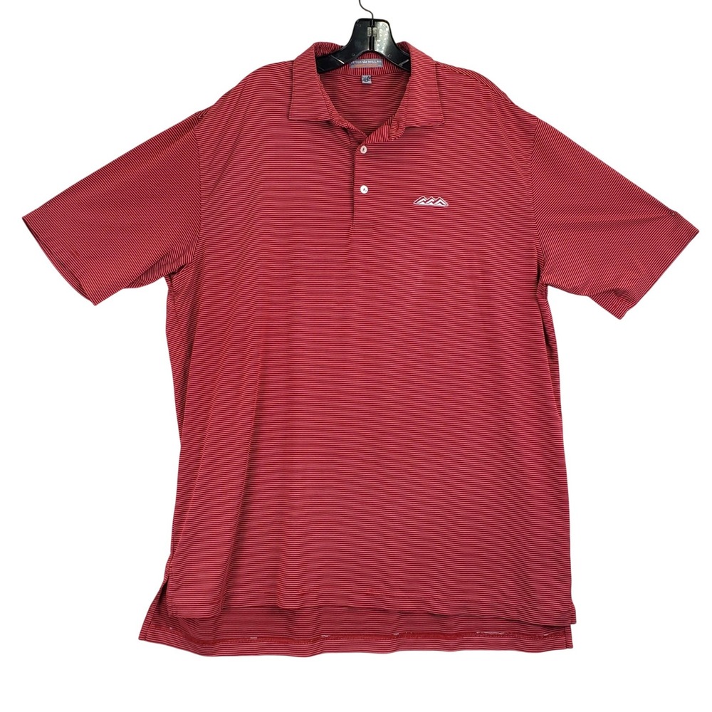 Peter Millar Summer Comfort Polo Shirt Mens XL Red Striped Golf Performance Logo